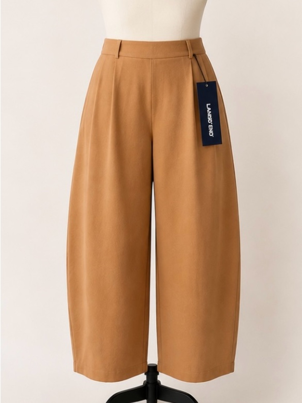 Lands' End Barrel-Leg Cropped Pants in Camel